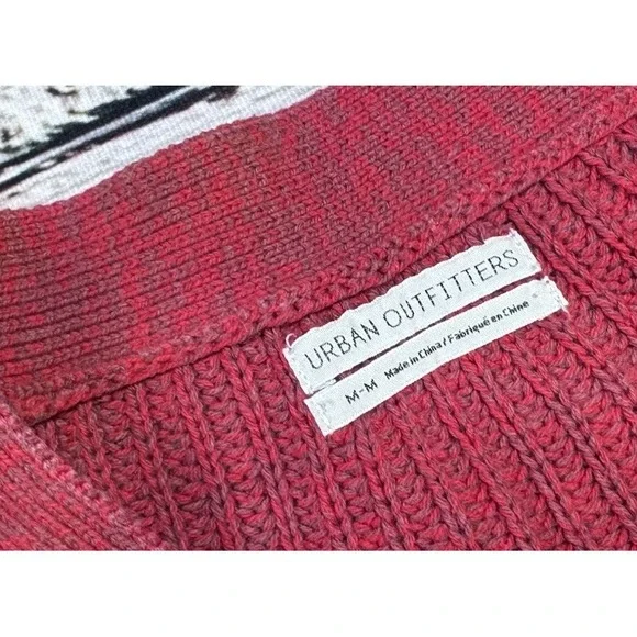 Urban Outfitters‎ Sweater Womens Size Slouchy Ribbed Cropped Cardigan Red - Picture 2 of 5